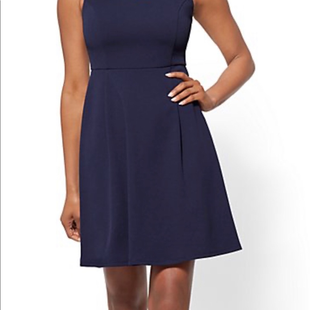 Navy Fit and Flare Dress